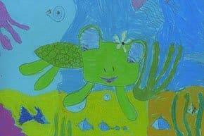 Rysunek dziecięcy przedstawiający żółwia